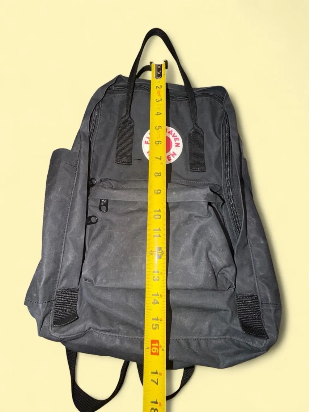 Fjallraven Kanken Backpack in Black with Red Logo
